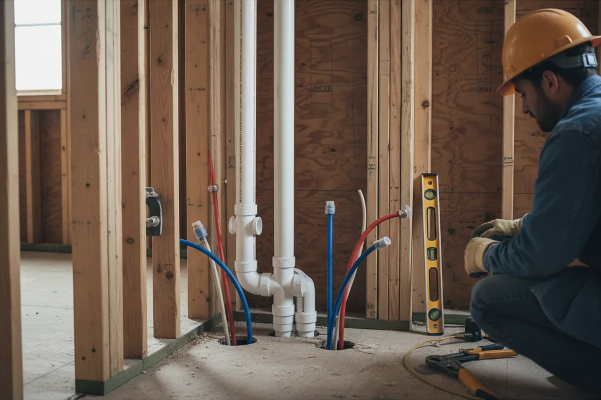 Drain and supply rough-in during Garbage Disposal Repair in Stroud